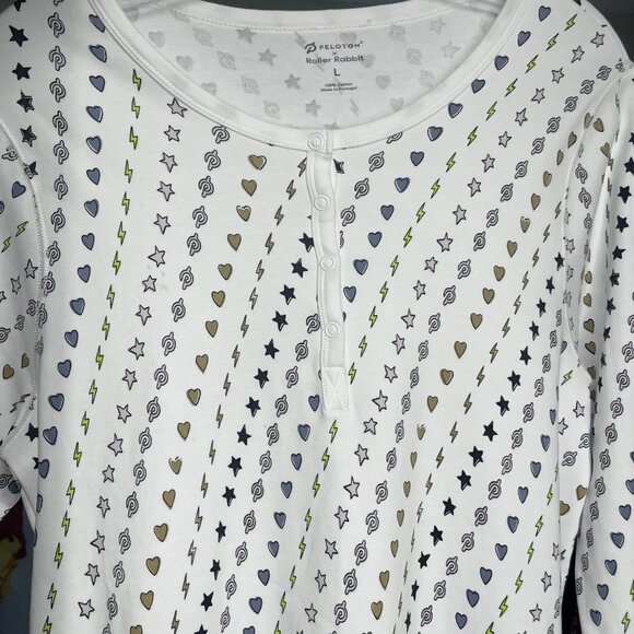 Roller Rabbit x Peloton Limited Edition Print Pajama Top Size L Hearts Stars - Picture 15 of 15